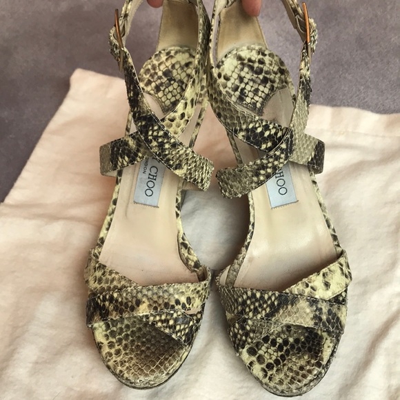 Jimmy Choo wedges sandals snake skin embossed 37 - Picture 8 of 8